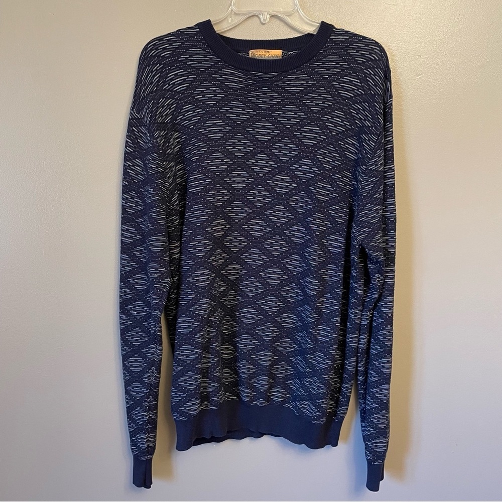 Bobby Chan Men’s Sweater silk cotton blend XL geometric logo
